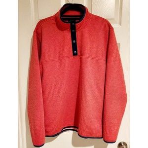 J Crew Sweater Mens XL Authentic Fleece 100% Polyester 1/4 Button Pullover Red